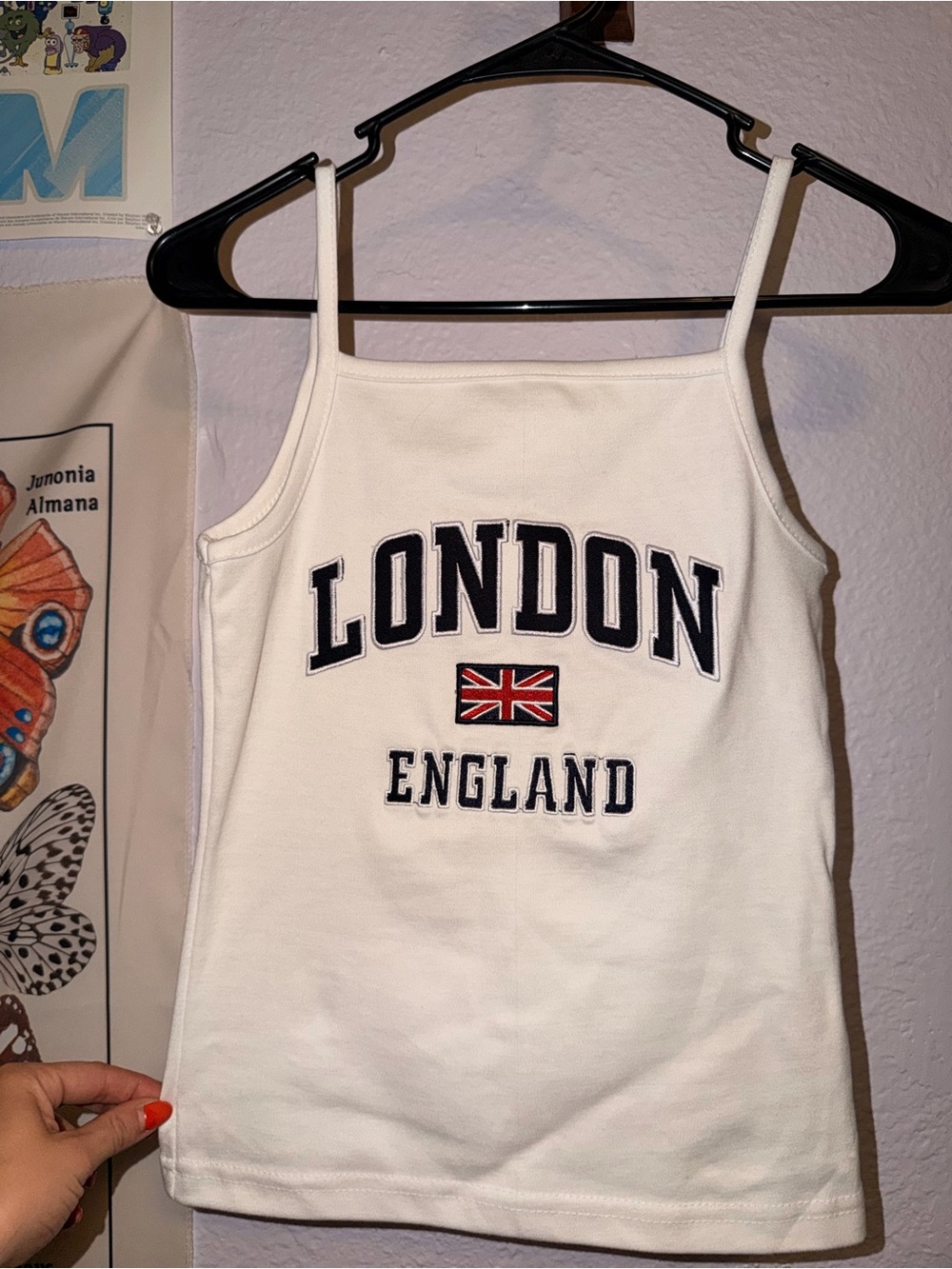 London England White Tank Top with Union Flag